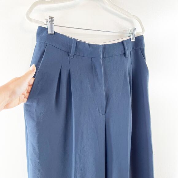 Wilfred Aritzia The Effortless Trouser Wide Leg Pants Blue 12 - Picture 8 of 9
